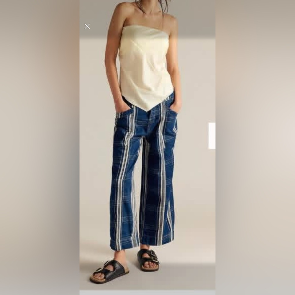Free People Blue Striped Women Jeans